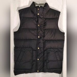 Lands End Feather Down Puffer Vest Full Snap Womens Small Navy Blue Pockets